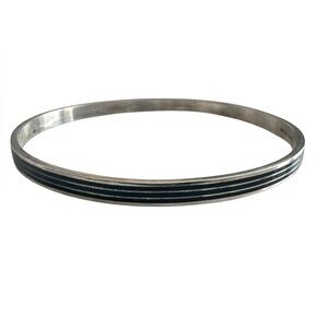 Vintage Napier Sterling Silver Indented 2 Row Blackened Bangle Bracelet